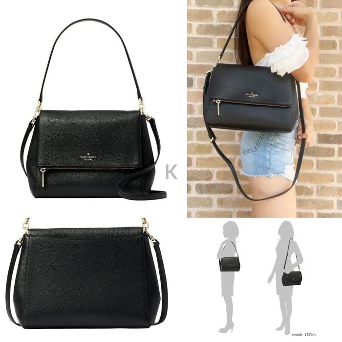 ks leila flap shoulder sling bag black