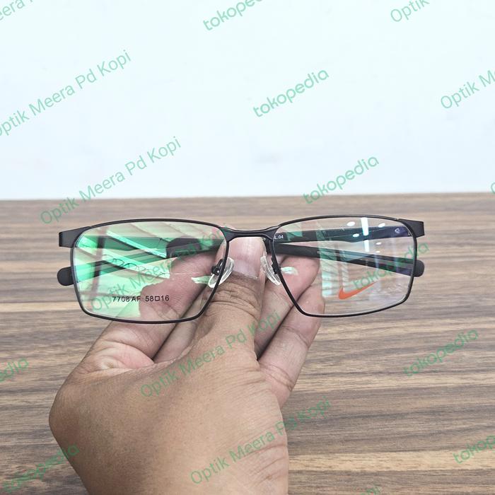 frame kacamata pria wanita kotak sporty 7708AF full coklat