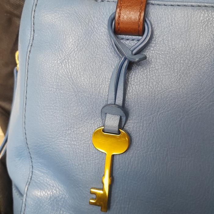 Handbag Tas Kulit Asli Fossil Biru Rachel Satchel