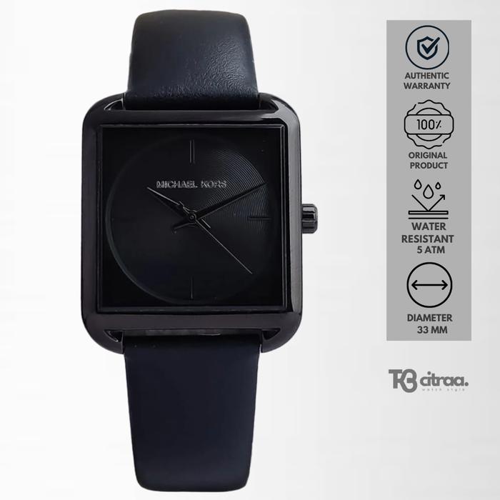Jam Tangan Wanita Michael Kors Lake Casual Kulit Hitam Original MK2586
