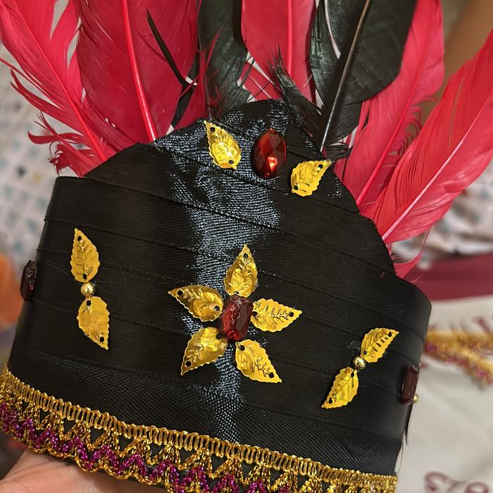 Topi papua handmade bulu merah putih