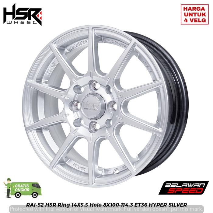 VELG HSR TIPE RAI-S2 RING 14 H8X100-114,3 Untuk Mobil Honda Jazz dll - Toko ban velg Depok