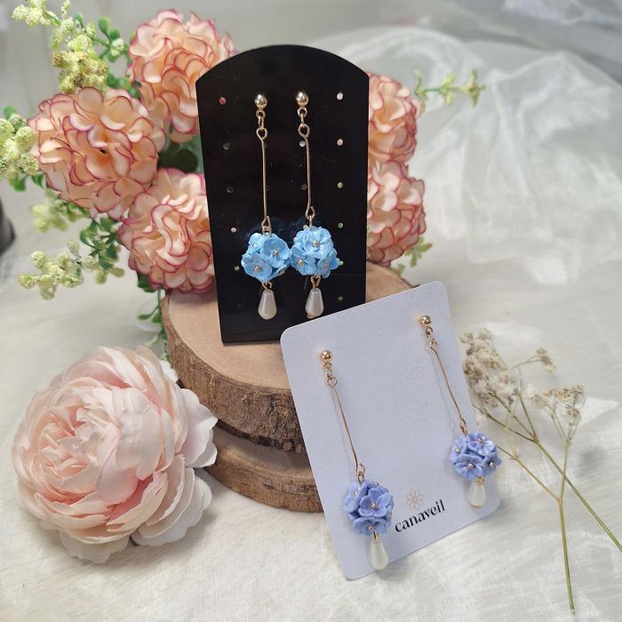 Handmade Earing Hanging Flower Hydrangea / Anting Gantung Bunga Hydrangea