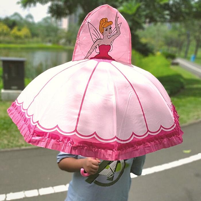 Payung Anak Karakter TinkerBell Pink Jumbo Besar Motif Karakter Kartun Animal Disney Princess Hello 