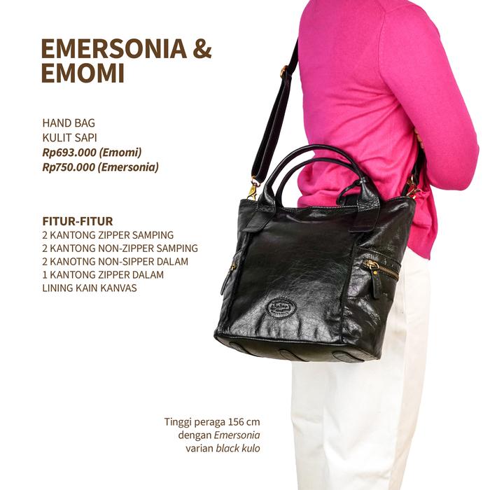 ABEKANI Tas Kulit Sapi Asli Emomi & Emersonia Bahan Lembut Natural Include Tali Panjang 120 cm Adjus