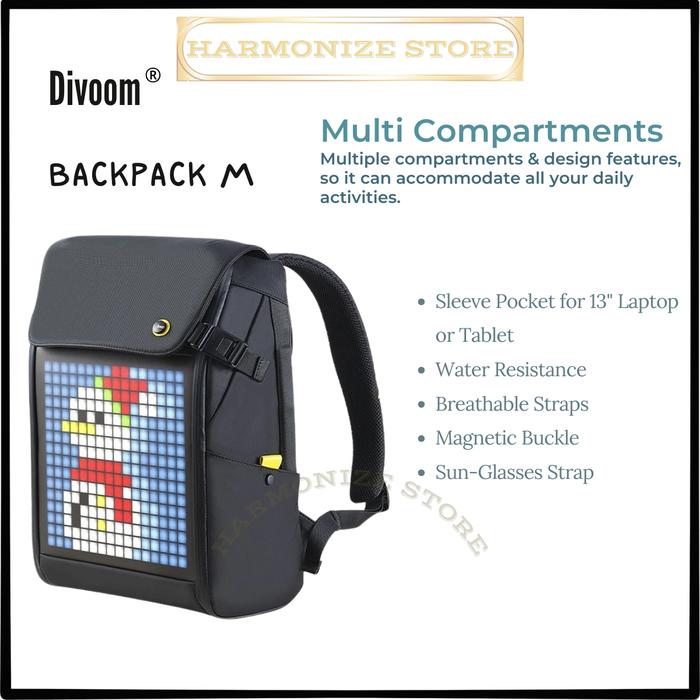 Tas Ransel Divoom Pixoo Backpack M Pixel Art Led Display