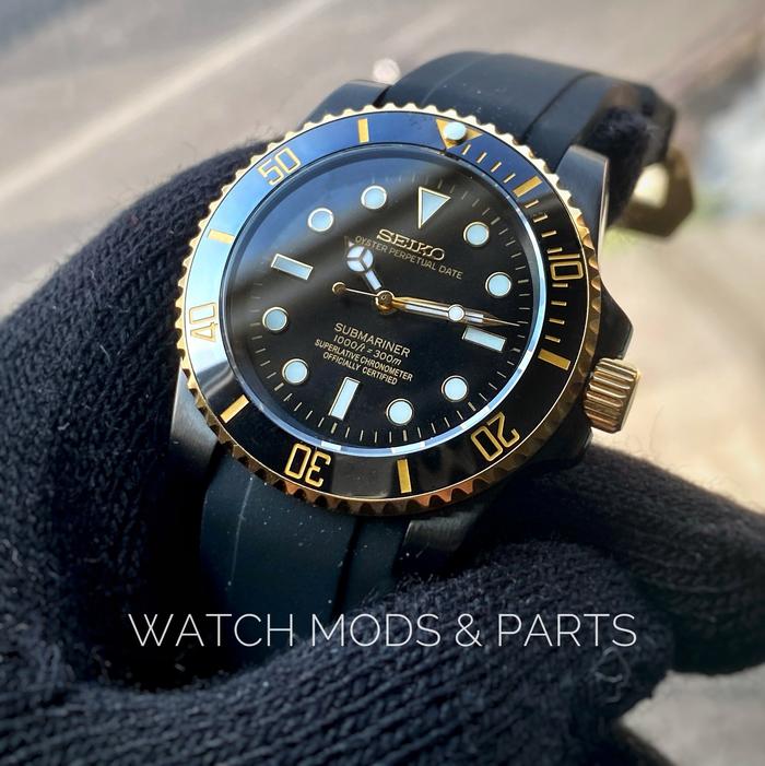 Jam Tangan Homage Submariner No date dengan movement seiko cal 4R35 gold rotor