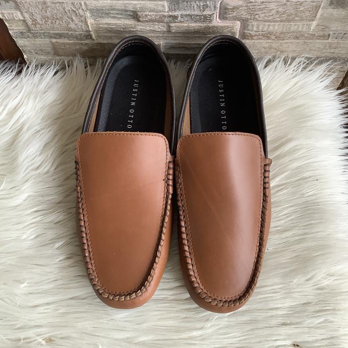 PSPGN.CO | ORIGINAL BRAND JUSTIN OTTO SEPATU KULIT PRIA LOAFER MOKASSIN SLIP ON KASUAL