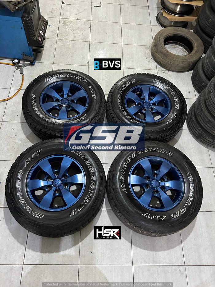 jual velg copotan/original FORTUNER R16X7,5 6X139,7 BLUE + BS 265 70 R16 tahun ban 24,20,19,22