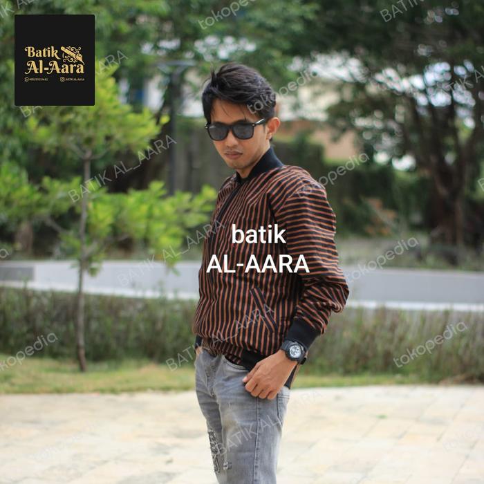 Batik AL-AARA Jaket Batik BOMBER LURIK Kain PRASOJO Full Furing Sampai Lengan Ny Ad Saku Dalam Size 