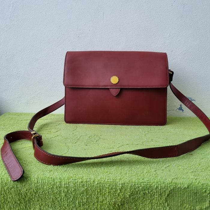 TAS SLING KULIT WANITA MARIA CLAIRE PARIS SECOND IMPORT MAROON