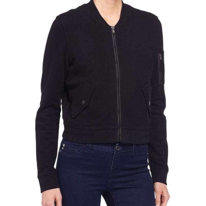 James Perse Black Fleece Bomber Jacket
