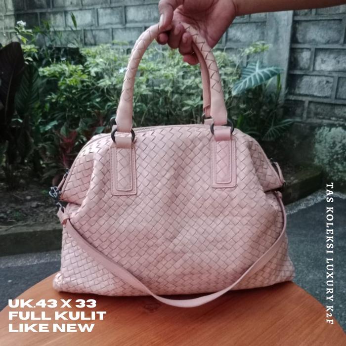TAS wanita preloved branded BottegaVen*, kulit asli mulus lengkap tag putih