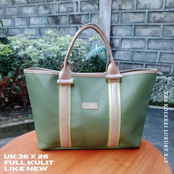 TAS wanita preloved branded LC/LongCha*, kulit asli lentur limited edition
