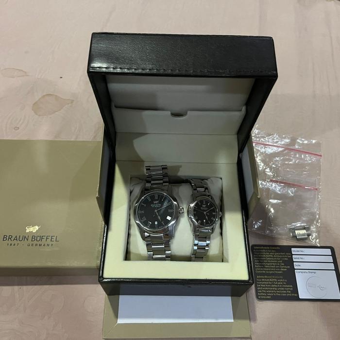 Jam Tangan Braun Buffel BB 1005-1331 Silver Hitam Couple Original Second