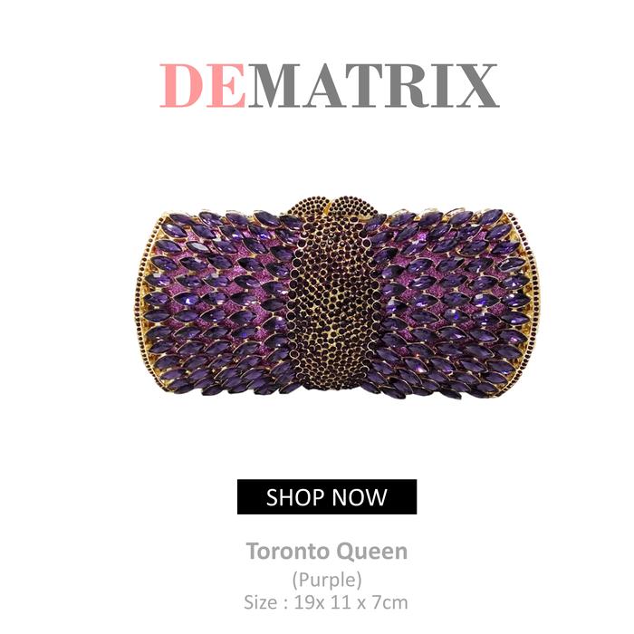 Tas Pesta Wanita Party Clutch Swarovski Crystal Purple Ungu Lilac Maroon Batu Permata Toronto Queen
