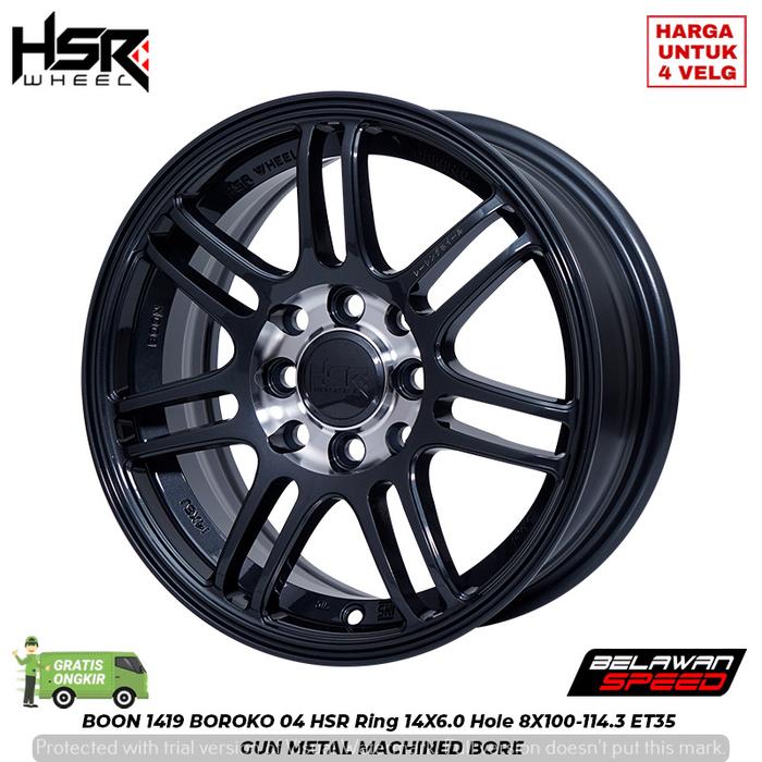 Pelek Mobil Ring 14 HSR BOON h8x100 honda jazz sigra calya ayla dll - toko ban velg depok