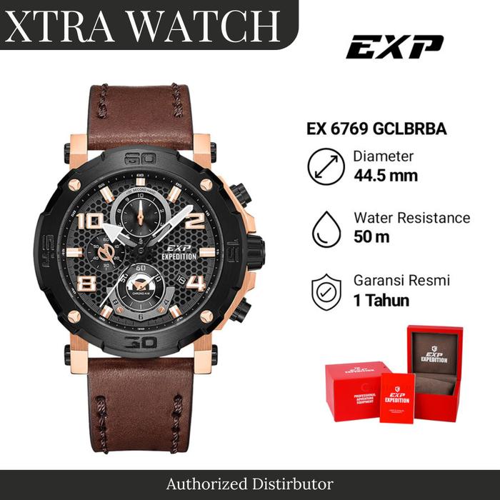 JAM TANGAN PRIA EXPEDITION EXP 6769 / E6769 ORIGINAL CHRONOGRAPH - BROWN ROSEGOLD
