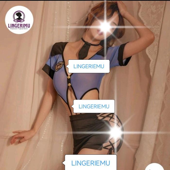 Lingerie cosplay seragam polisi wanita sexy setelan rok