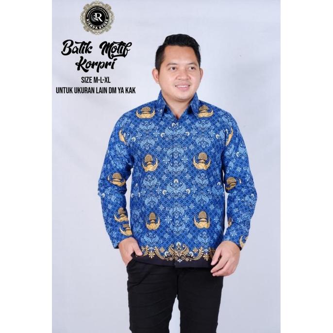 Sutra Putih Seragam Batik Pns Pria Korpri Badan Furing Lengan Panjang