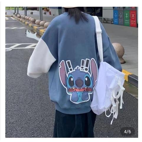 Sweater Big Size ( S - 6XL ) STITCH HALLOWEEN Crewneck Mix Two Tone Jaket Pria Wanita M L XL XXL 3XL