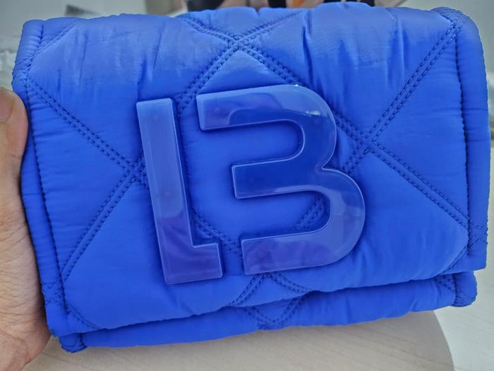 Bimba Y Lola Padded Flap Medium Blue Electric Nylon Shoulder Bag