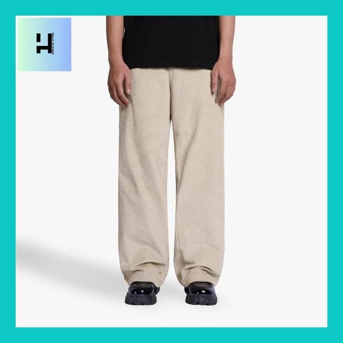 Haikalin_* Exhale Apparel Longpant Celana Panjang Corduroy Blank Cream