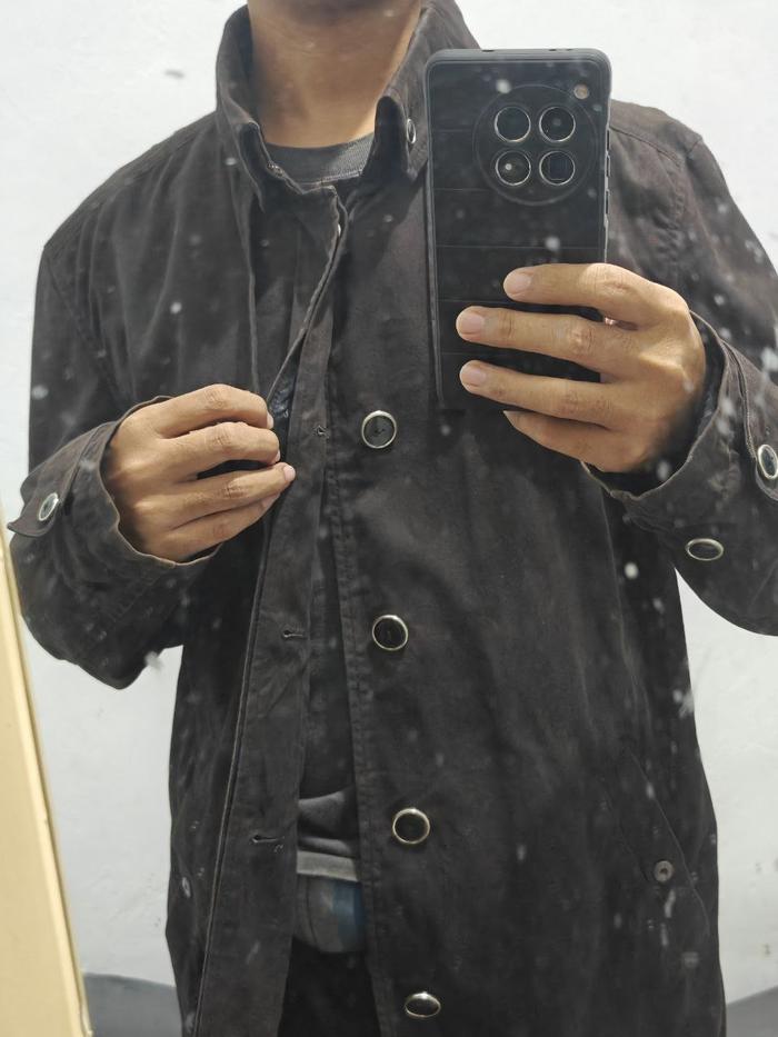 jaket KLEIN PLUS HOMME sz L suede pria polos coklat tua