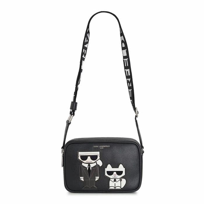 Ori Karl Lagerfeld Black Ikonik Camera Cross Body Slingback Bag Tas