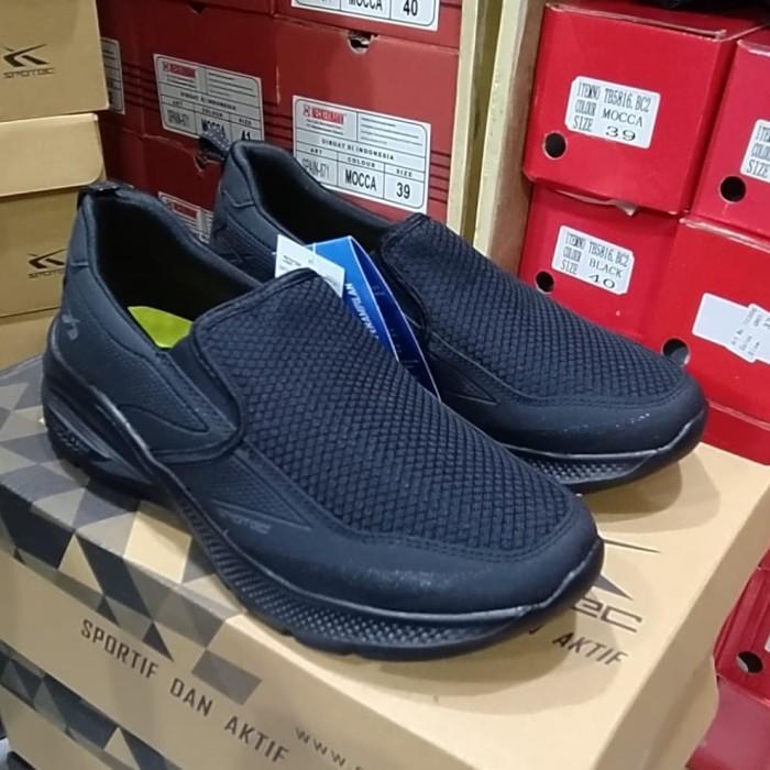 Sepatu Slip On Pria Merk Spotec Original Onyx Hitam Polos Terlaris