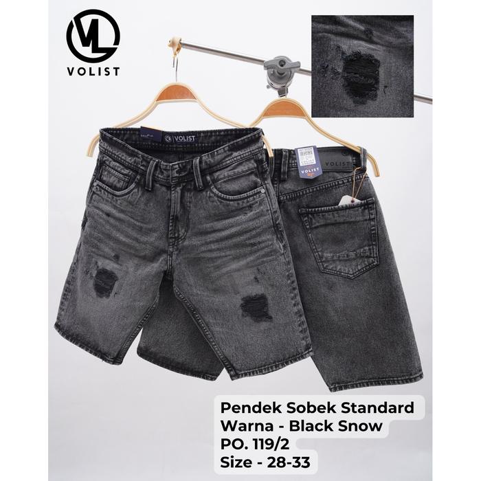 Celana Jeans Pendek Pria Sobek Volist Original Denim