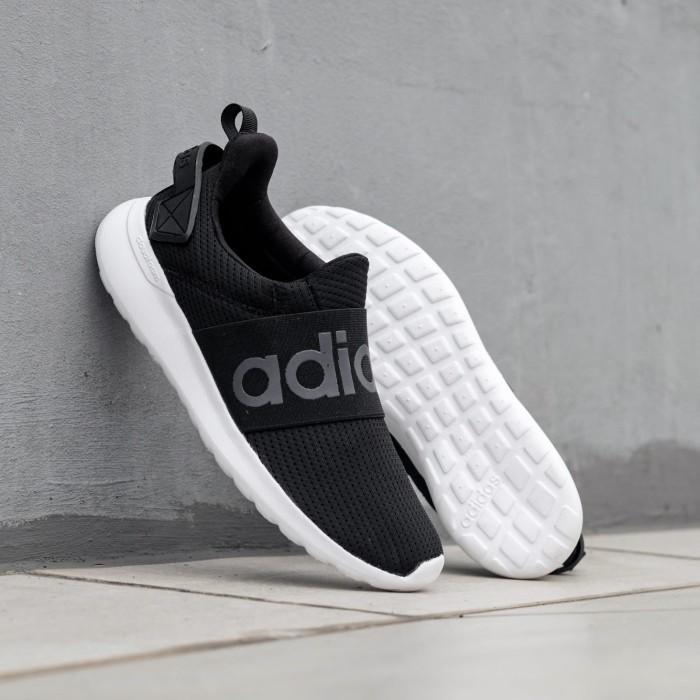 Sepatu Adidas Cloudfoam Lite Racer Adapt Slip On Black White Original Terlaris