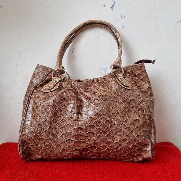 TAS TOTE KULIT WANITA SECOND IMPORT / TAS TOP HANDLE WANITA IMPORT COKLAT