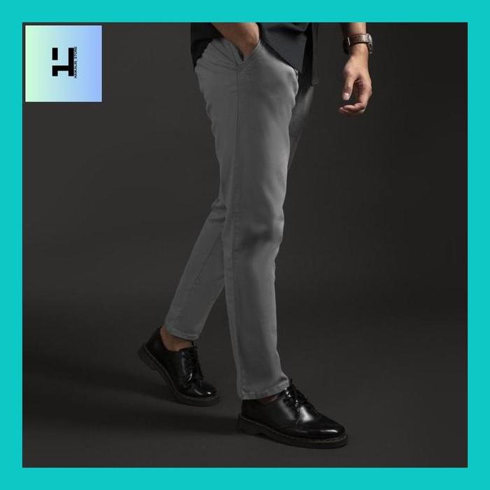 Haikalin_* CUTOFF Element Chino Pants Celana Basic Pria Panjang Regular Fit Stretch
