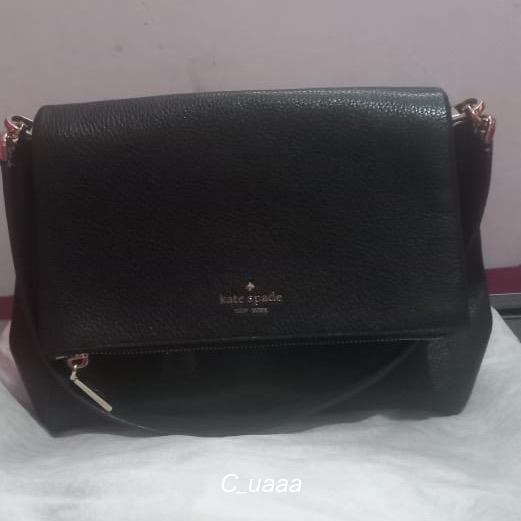 KS Leila Medium Flap Shoulder Bag Black