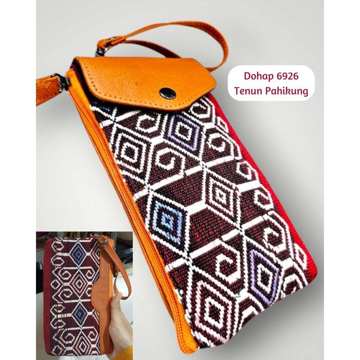 DOHAP - Dompet dan Tempat HP - Dompet Etnik untuk Wanita dengan TENUN TANGAN dan Kulit Asli