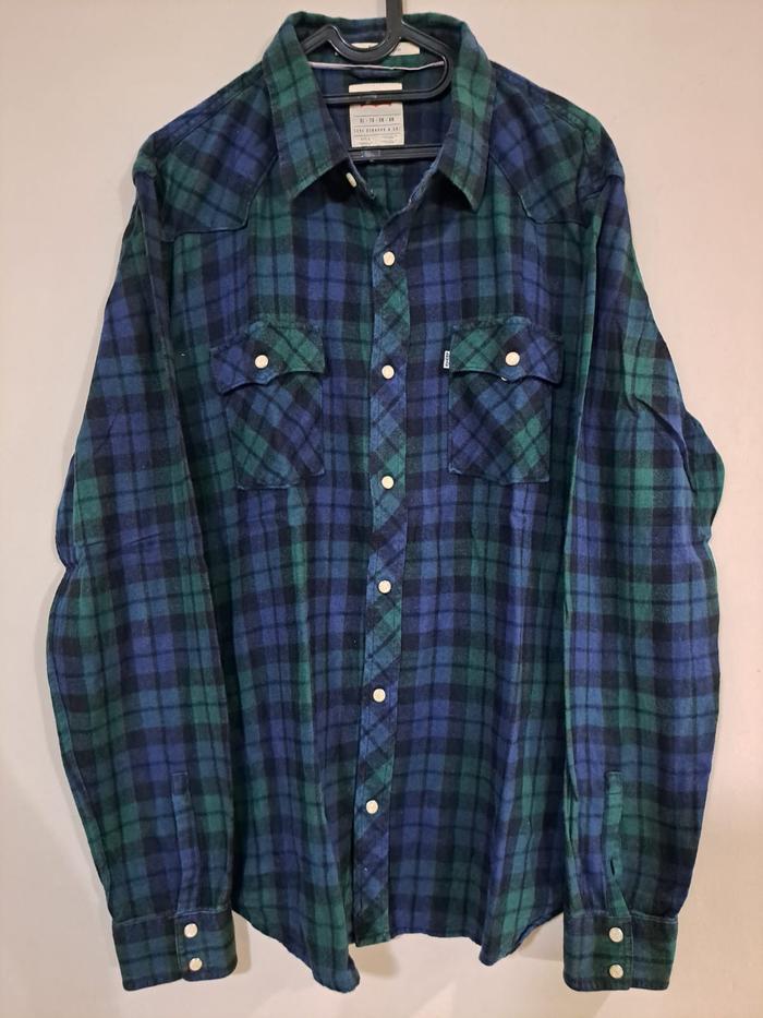 Levis Flannel Western Shirt / Kemeja Kotak - Kotak Pria size XL Original Preloved (27)