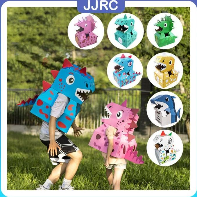 Ada Kostum Kertas Karton Motif Kartun Hewan Dinosaurus Pretend Play