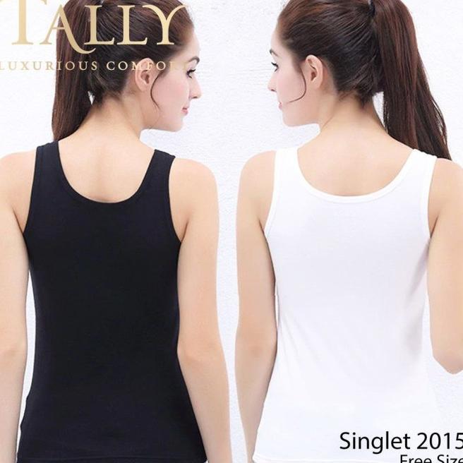Camisol Tally Tali Lebar, Tanktop Tally Bahan Katun Bamboo