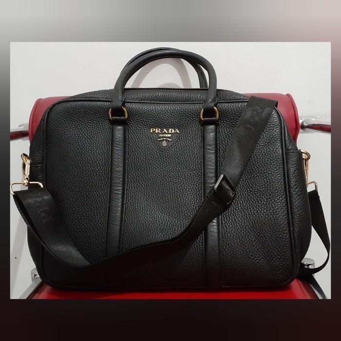 Tas Pria Prada Men's Leather Laptop Shoulder Sling Authentic Bag l