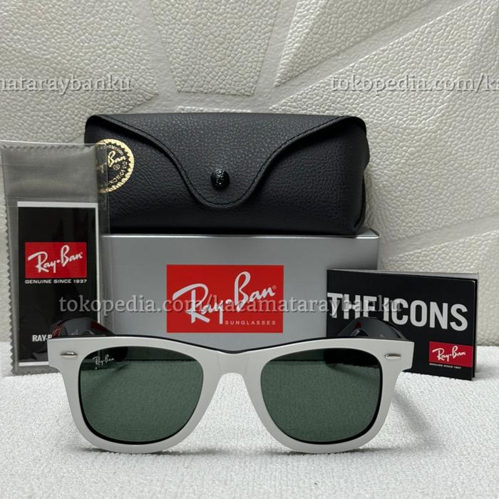 Kacamata RayBan Wayfarer RB2140 956 White on Black Original
