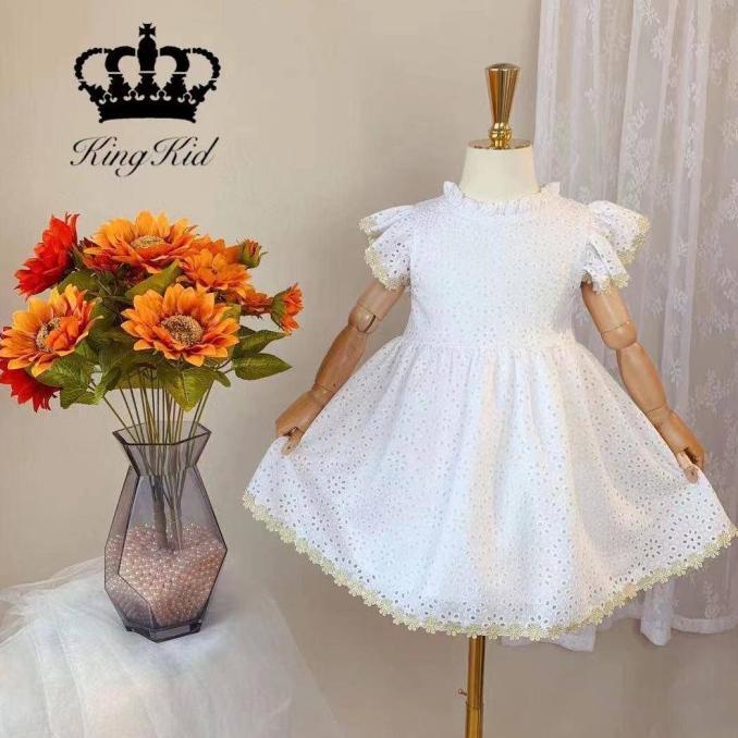 Dress Anak warna Putih Bersih KING KIDS umur 2 - 8 Tahun PREMIUM.