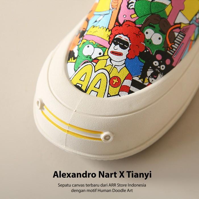 Sneakers Wanita Canvas Korea Sepatu Sneakers Wanita Casual Motif Doodle Art | Snp032 Terlaris