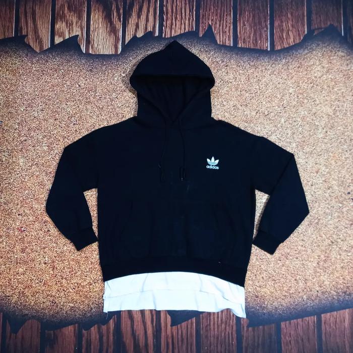 Hoodie ADIDAS THREE FOIL Hitam Bagus murah