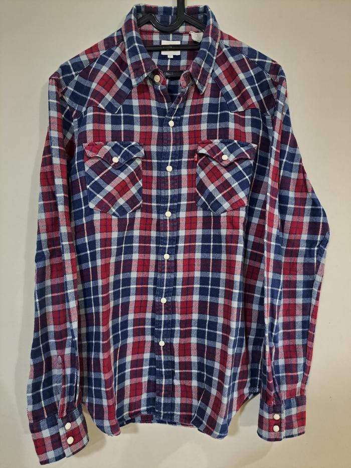 Levis Flannel Barstow Western Shirt / Kemeja Kotak - Kotak Pria size L Original Preloved (12)