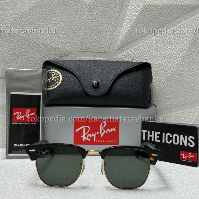KACAMATA RAYBAN CLUBMASTER RB3016 990/58 TORTOISE POLARIZED AUTHENTIC SUNGLASSES ORIGINAL