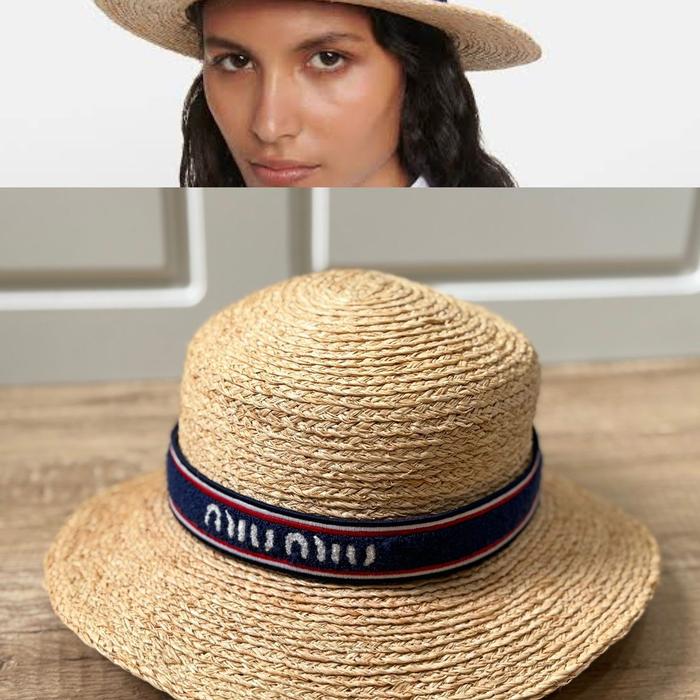 topi Miu Raffia Hat Fedora