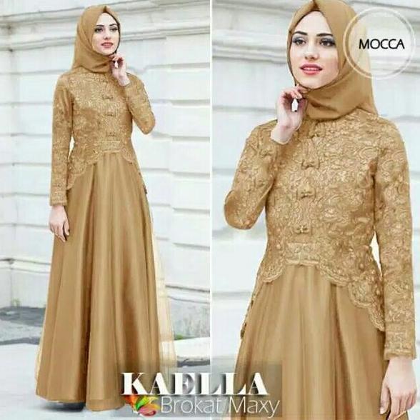 PROMO !!! FB95 - baju Wanita long Gamis kaela Brokat Murah Baju muslim Cewek Outfit Dress Gamis Maxy