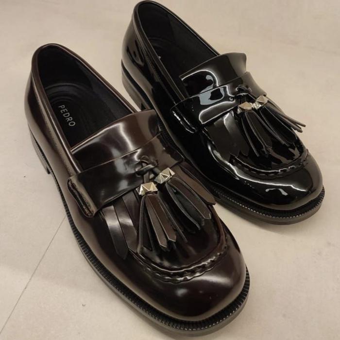 PEDRO Sepatu Wanita Loafers Original 9 dengan Tassel Hitam Garansi Refund Jika Palsu Include Box Pla