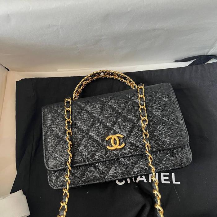 preloved rec 2023 Chanel wallet on chain top handle shiny caviar authentic (chip)